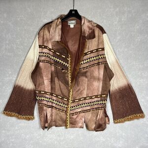 Vintage Molato Jacket Womens Size 2X Brown Multicolored Rare Unique Open Front